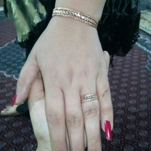 دستبند مسی و انگشتر مسی زنانه مدل خوشه