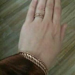 دستبند مسی و انگشتر مسی زنانه مدل خوشه